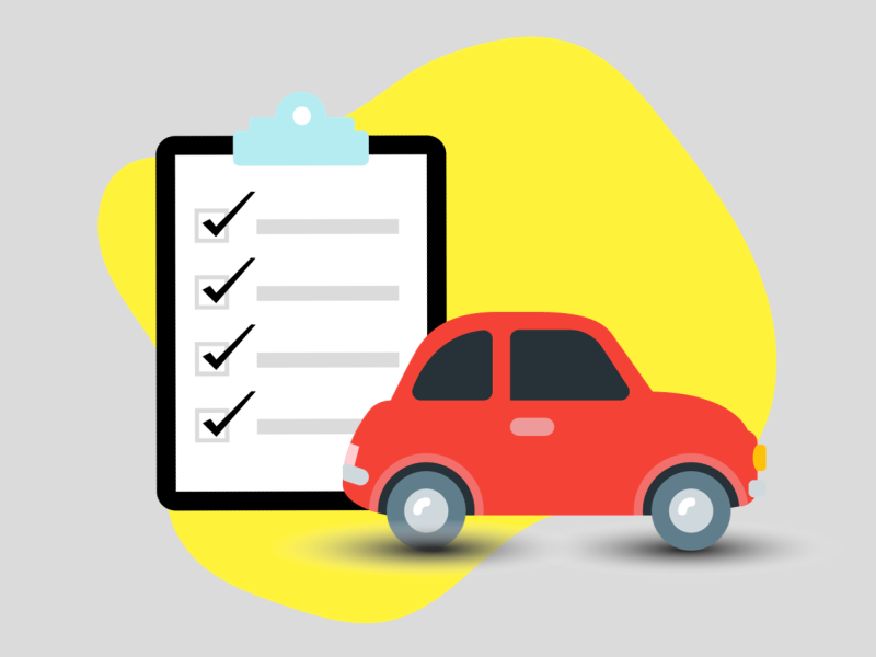 Cartoon of car and checklist