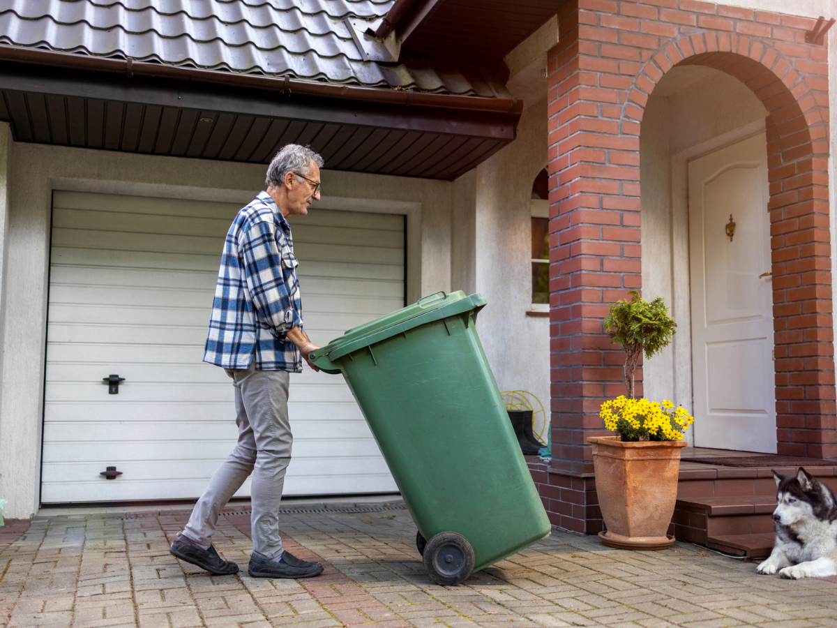 Man picking up garbage