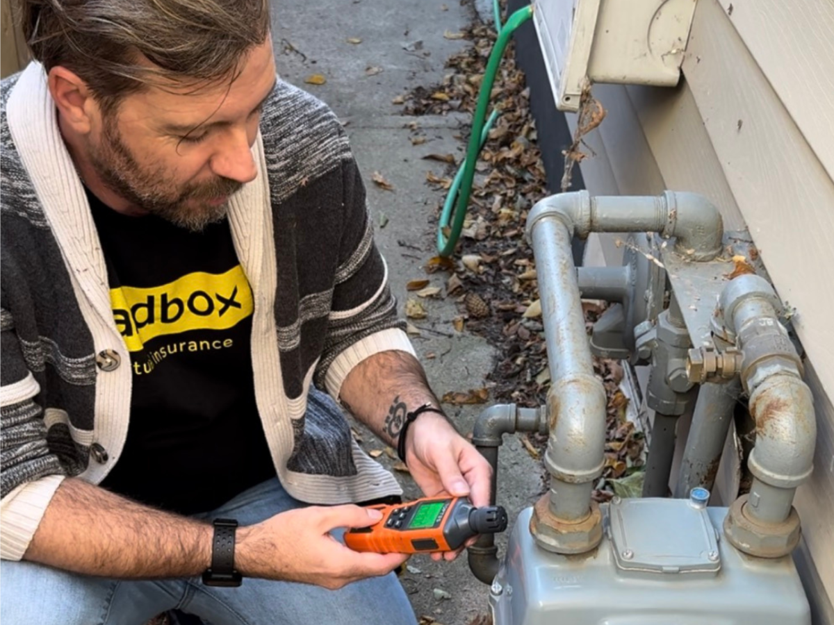 Loss control consultant checking gas meter