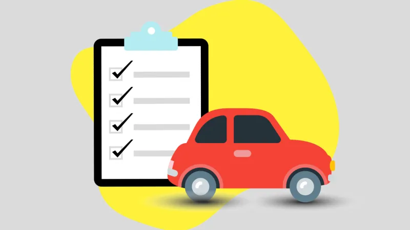 Cartoon of car and checklist