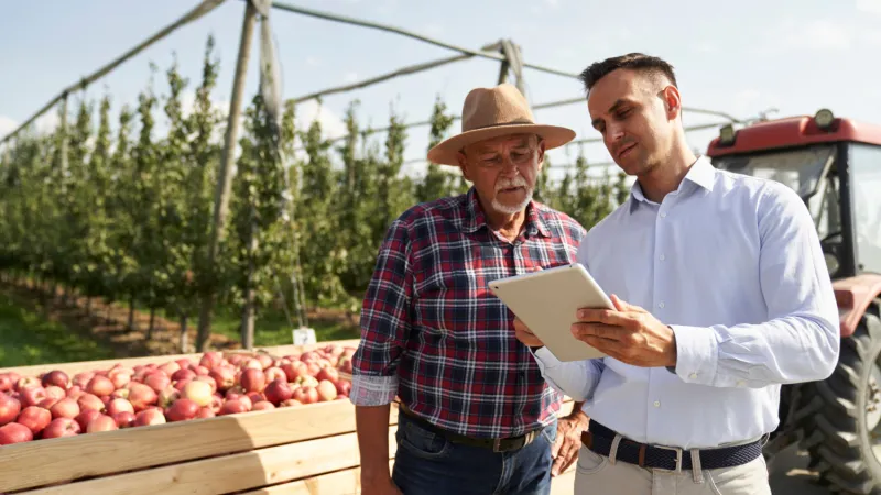 Farmer getting farm insurance