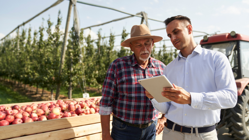 Farmer getting farm insurance