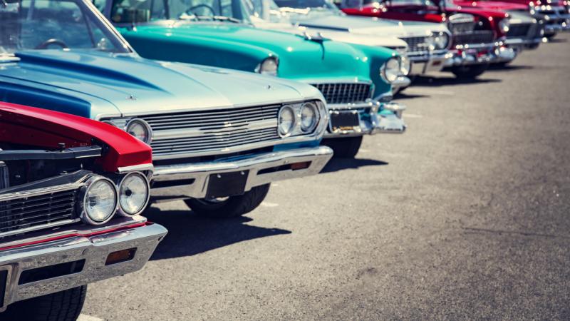 classic cars at a car show with sandbox mutual insurance