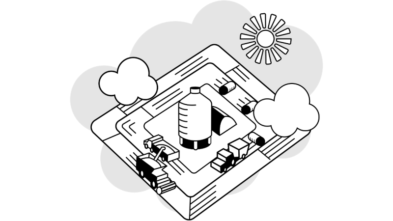 Commercial Farm Insurance, an overhead shot of a large commercial farm