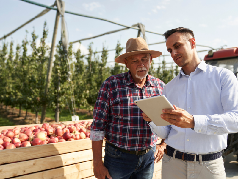 Farmer getting farm insurance